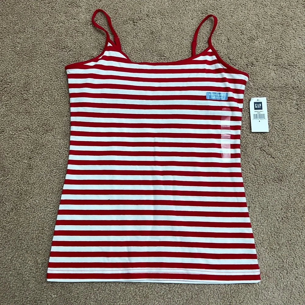 NWT Gap Red & White Strip Cami Tank Top small - Picture 1 of 7